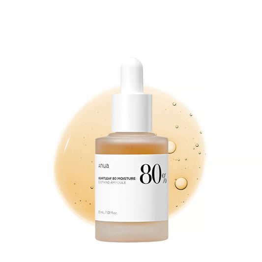 Heartleaf 80 Soothing Ampoule, Hydration Facial Serum for Glass Skin, Panthenol, Hyaluronic Acid, Non-Greasy, Gentle Formula, Lightweight Essence, Vegan, Korean Skin Care, 30Ml/1.01 Fl.Oz