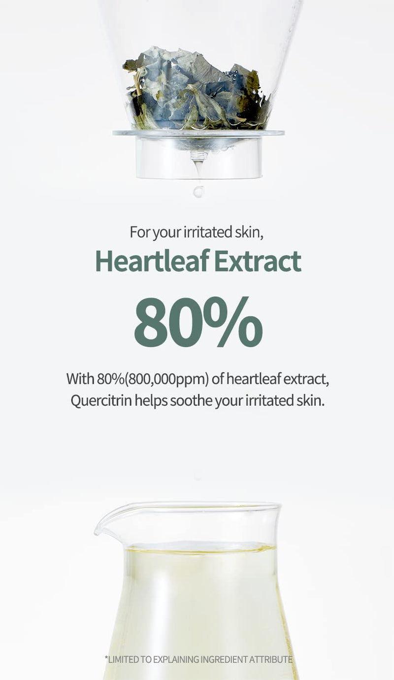 Heartleaf 80 Soothing Ampoule, Hydration Facial Serum for Glass Skin, Panthenol, Hyaluronic Acid, Non-Greasy, Gentle Formula, Lightweight Essence, Vegan, Korean Skin Care, 30Ml/1.01 Fl.Oz